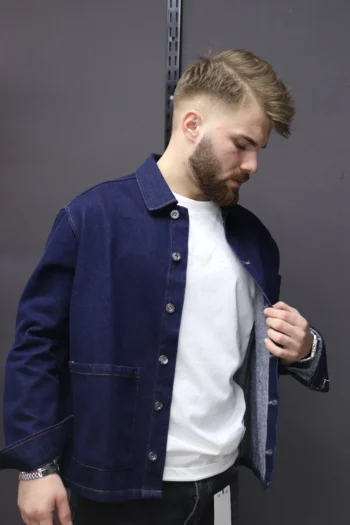 Dikiş Baskılı Kot Ceket