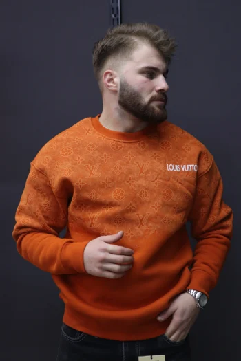 LV Turuncu Baskı Bisiklet Yaka Sweat