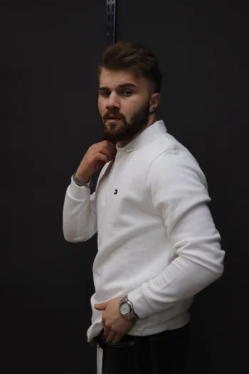 Tommy Hilfiger Beyaz Polo Yaka Kazak